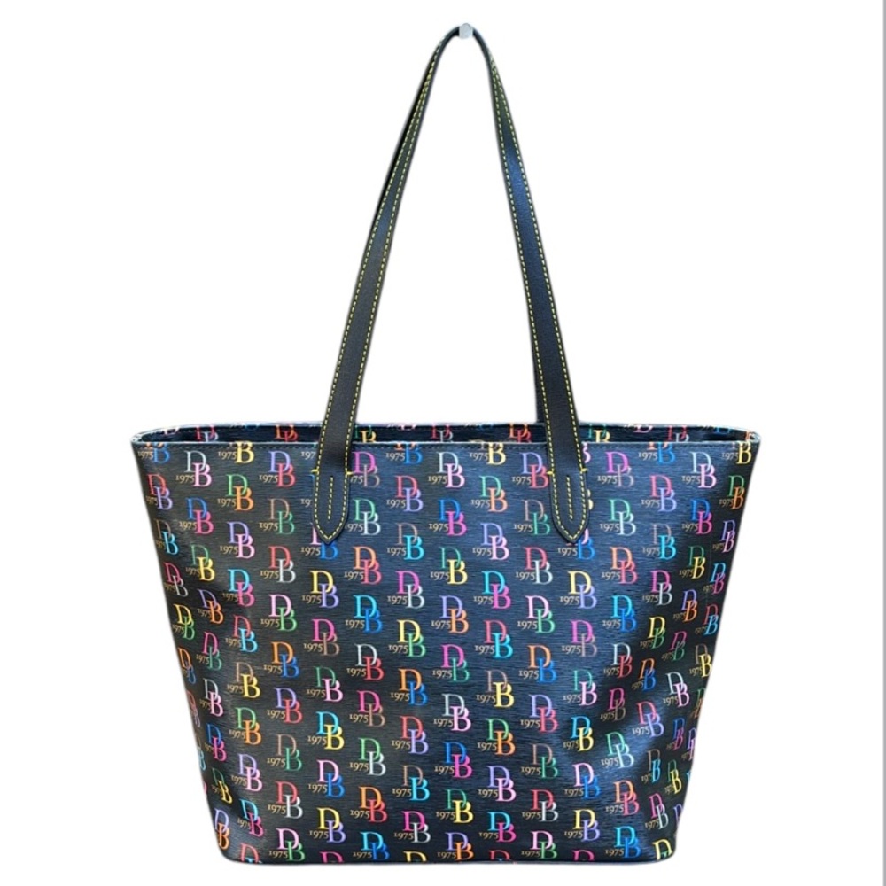 Dooney & Bourke DB75 Multi Large Zip Top Shopper w/Wristlet LIKE NEW - Picture 3 of 16
